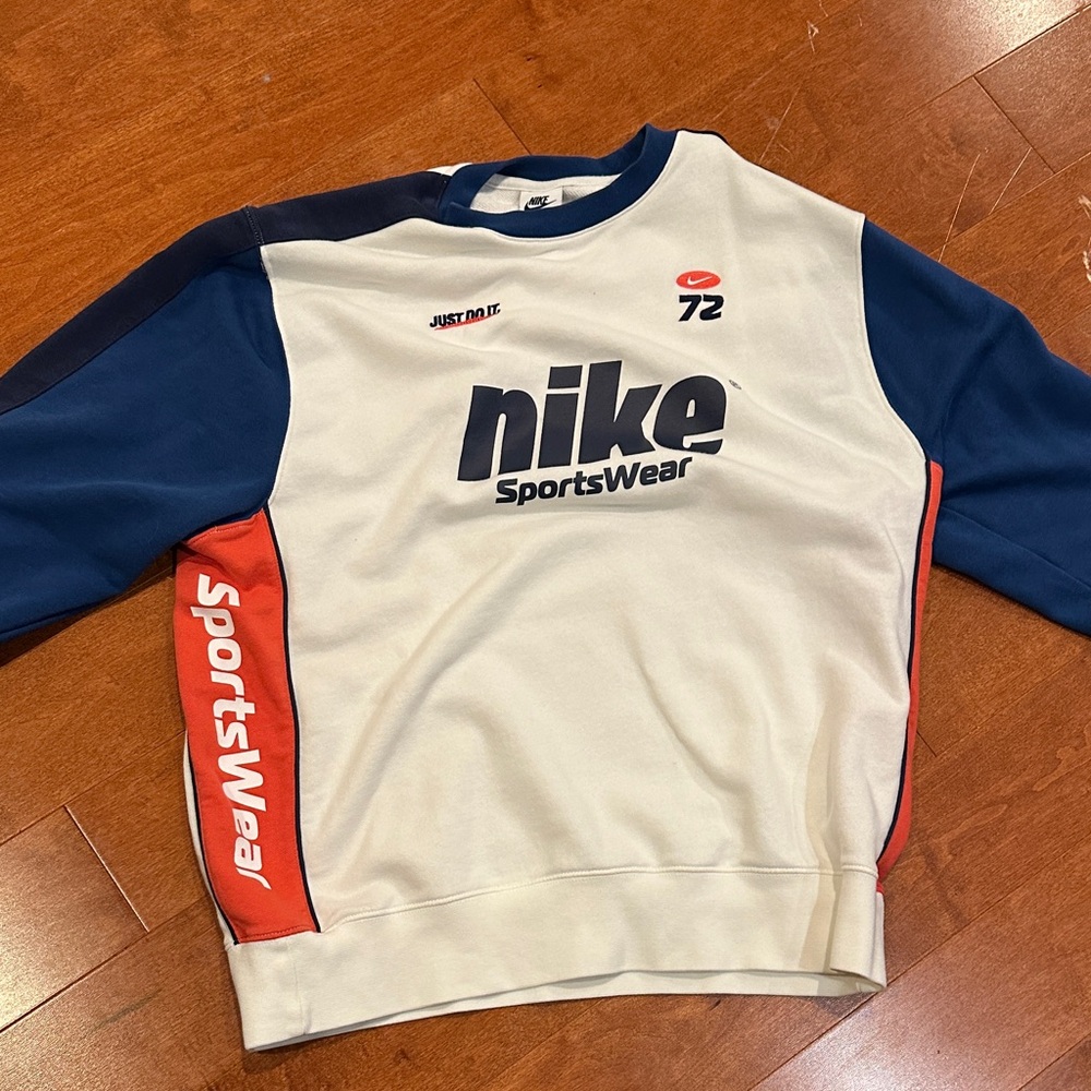 Nike Sportswear Crewneck in Cream, Blue, and Red